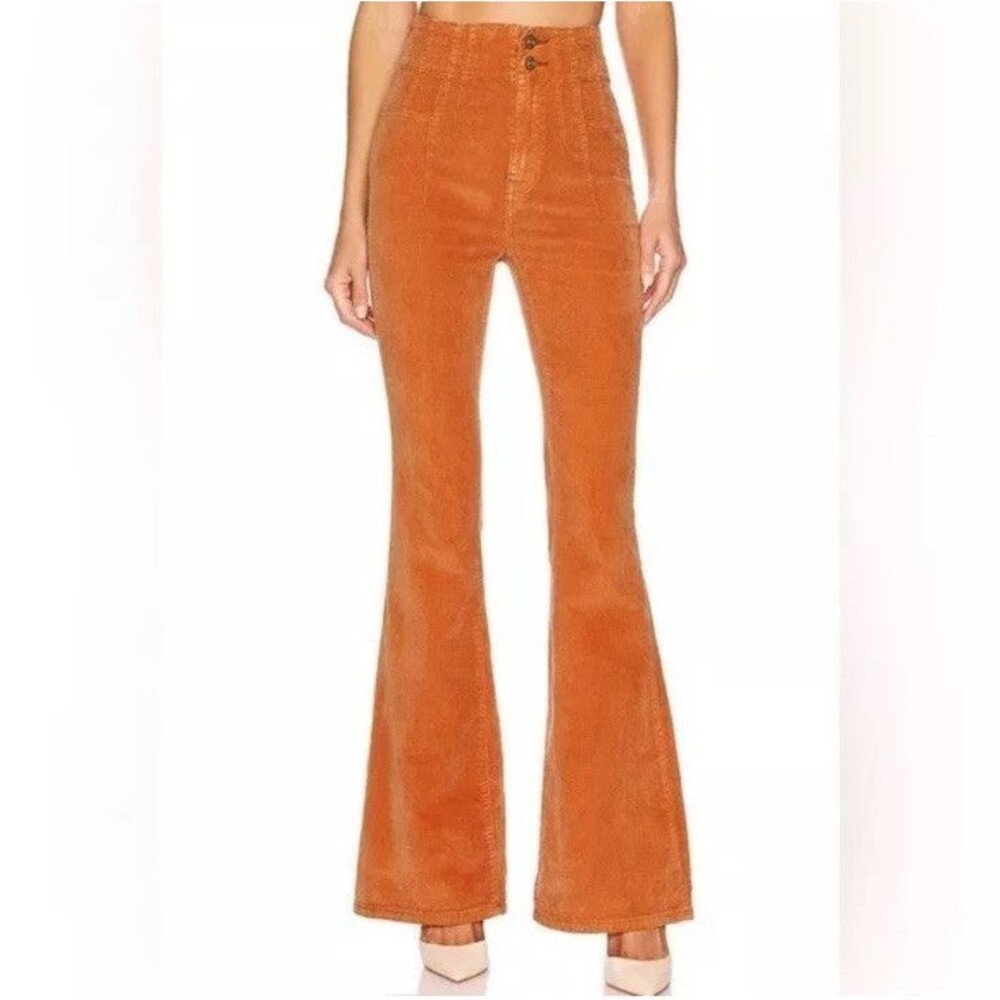 NWT Free People Women's Jayde Cord Flare Pants in Cognac Size 31 - Picture 3 of 16